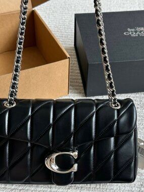 Coach Black Quilted Tabby 20 Chain Shoulder Bag